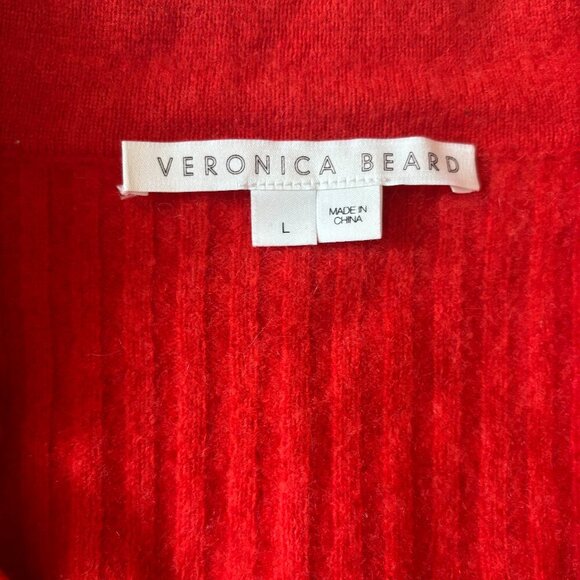 Veronica Beard‎ Lazana Cardigan Womens Size Large Orange Cashmere Preppy Luxury - Picture 6 of 7
